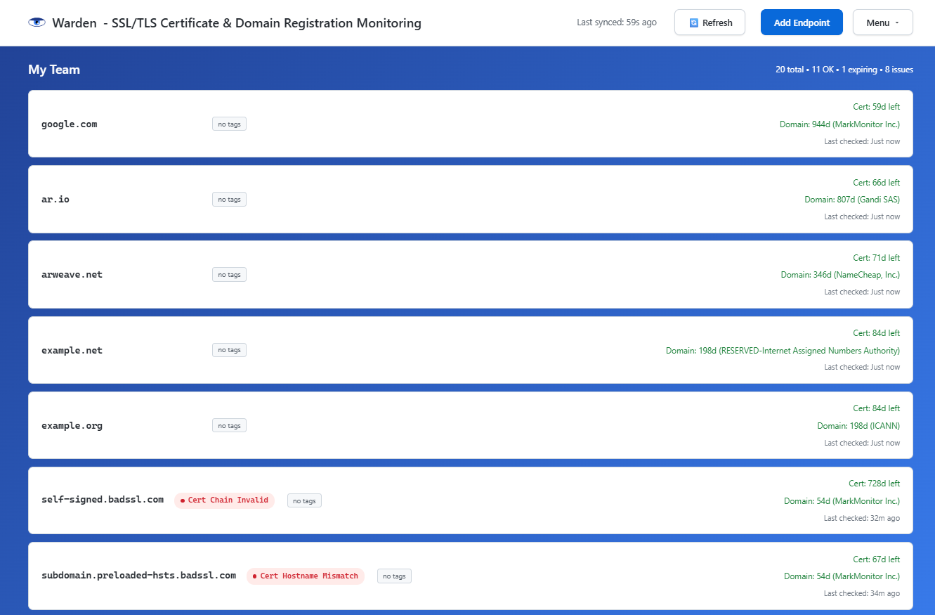 Warden - Know when SSL/TLS certificates will fail before users do
